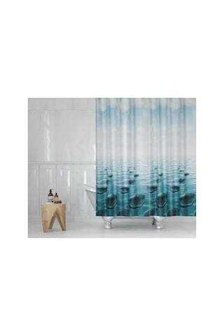 Tropik Home Duş Perdesi Küf Tutmaz Polyester Kumaş Banyo Perdesi Tek Kanat Banyo Dekorasyon Perdesi 180x200 Cm Mavi Çok Renkli