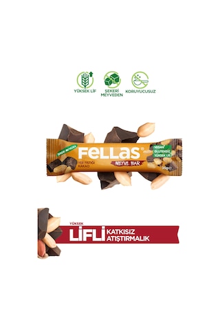 Fellas Meyve Bar - Yer Fıstığı ve Kakaolu 35g x 12 Adet