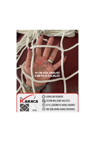 2x4 Mt Balkon Çocuk Güvenlik Filesi -6mm Kalınlık, 10x10 Gözenek + Montaj Aparatları-çelik Dubel