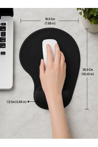 Siyah Comfort Bilek Destekli Siyah Rahat Konforlu Mouse Pad, Ergonomik Mouse Pad,ofis,ev, Siyah