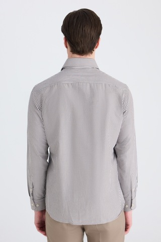 D'S Damat Ds Damat Slim Fit Kahverengi Çizgili Gömlek 5hf02hd01186m Çok Renkli