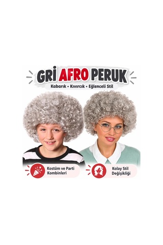 Ers- Gri Renk Kabarık Bonus Peruk Afro Takma Saç Çok Renkli 45952848