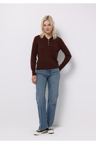 Colin's Colins Slim Fit Polo Yaka Düz Kadın Kahverengi Kazak Cl1075730 Q1.v1 Brw Kahverengi