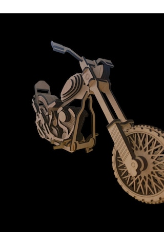 Ahşap Motosiklet Maketi Dekoratif El Yapımı 40 20 Cm