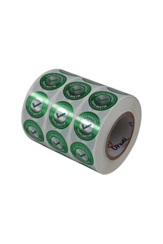 Pp Metalize Kalite Kontrolü Yapılmıştır Etiketi 25mm Çap 2500 Adet Yan Yana 3 Lü