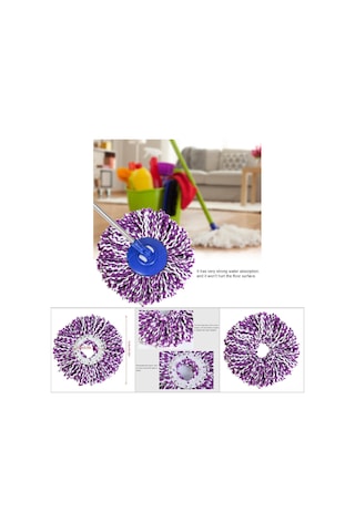 Ximistore9 360 Derece Döner Mikrofiber Mop Başkanı - Su Absorbsiyonu Yüksek, Ahşap Zeminler İçin Uygun Mor-beyaz