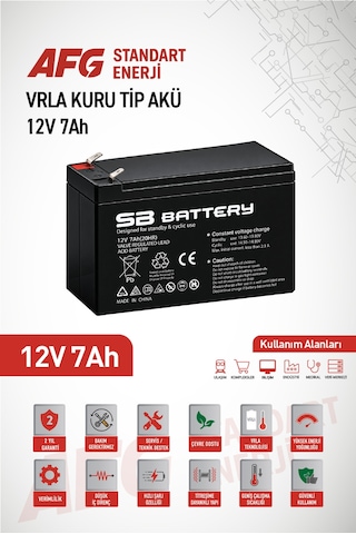 8 Adet Sb Battery 12v 7ah Bakımsız Kuru Akü