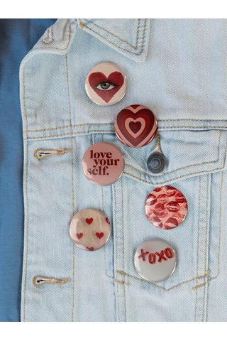 Anikoya Red Aesthetic Romantik Sırt Çantası Rozetler 387623065 Kırmızı