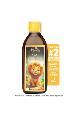 Kiperin Kids Fish Oil Çocuk Özel Yüksek Balık Yağı: 1800, Omega 3:1206mg, Epa:180mg, Dha:900mg 150ml