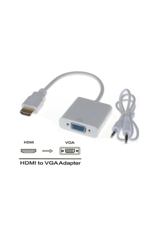 Hdmi To Vga Çevirici Dönüştürücü + Ses Kablosu