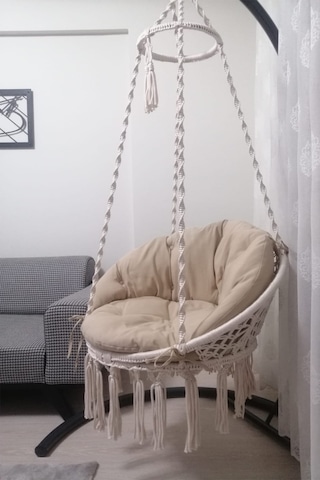 Woodshut Tek Kişilik Makrome Salıncak Mis38003 Naturel