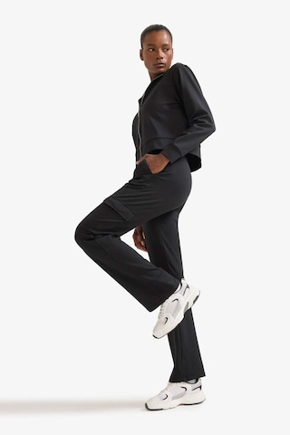 Defacto Defactofit Wide Leg Kargo Cepli Esnek Kumaş Düz Paça Standart Boy Sporcu Pantolon E8961ax25aubk81 Siyah