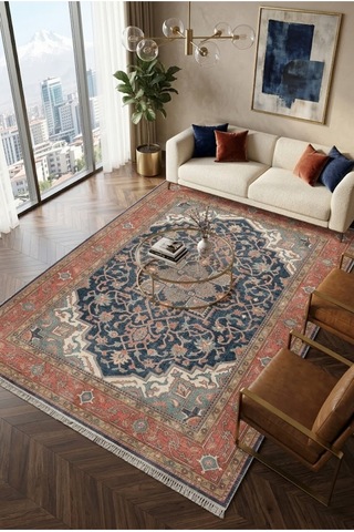 Dekoratif Halı Kaymaz Taban Leke Tutmaz Yıkanabilir Kilim Özel Ölçü Salon Halısı 3041