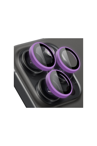 Buff Apple Uyumlu iPhone 15 Pro Max / 15 Pro Neon Metal Lens Koruyucu Mor