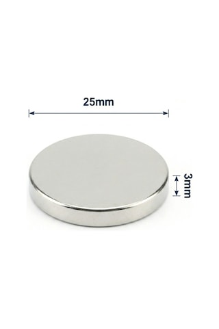 2 Adet - 25x3 Mm Neodyum Mıknatıs Neodim Magnet Yuvarlak