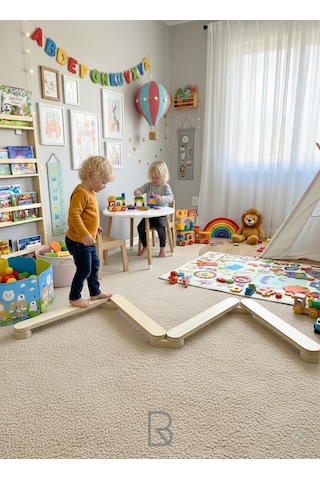 montessori denge yolu - portatif ahşap denge yolu