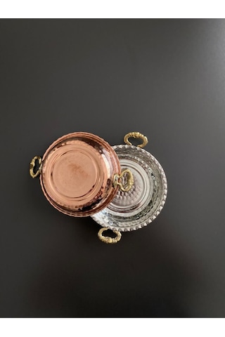 6'lı Kulplu Bakır Çerezlik-kahvaltılık-reçellik-sunumluk Set 12 Cm X 2,3 Cm Bakır