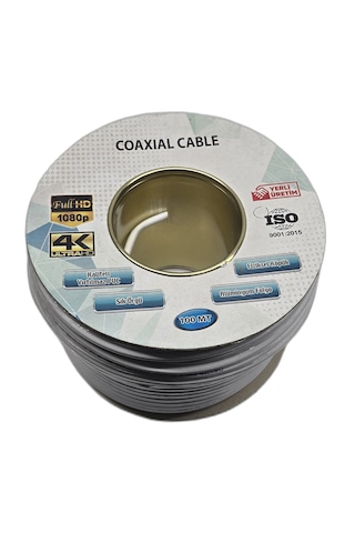 Rg6/u4 Anten Kablosu 100 Metre Coaxial Bakır Karışımlı Uydu Kablosu Full Hd 4k Ultra Hd Destekli