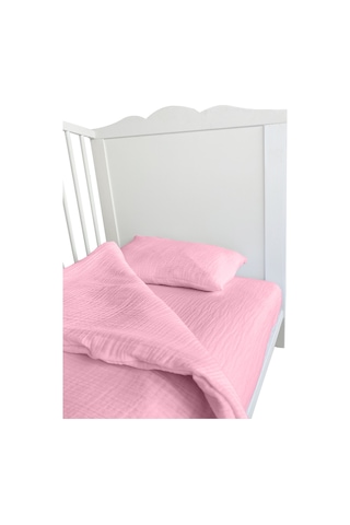 4 Katlı Müslin Bebek Nevresim Takımı Uyku Seti %100pamuk Pembe