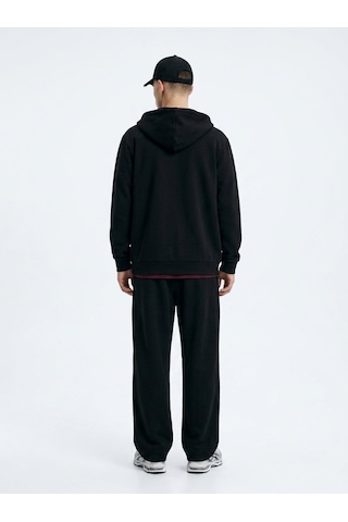 LTB Regular Fit Fermuarlı Kapüşonlu Siyah Sweatshırt