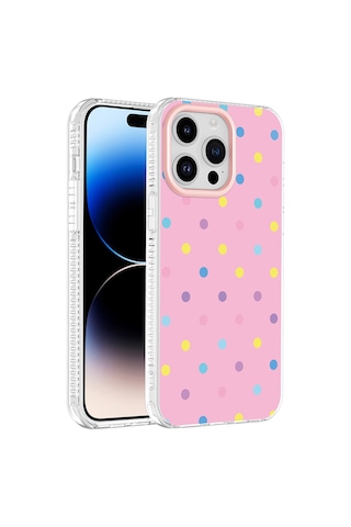 Maks Technology Apple iPhone Uyumlu 14 Pro Max Kılıf Airbag Tasarımlı Mkst Potik Sert Pc Kapak - Pembe