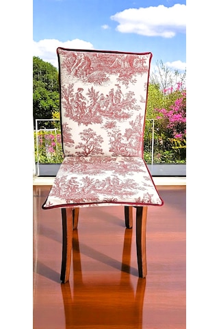 Keten Bordo Fransız Soylusu Arkalıklı Fermuarlı Sandalye Minderi Çok Renkli