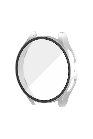 Samsung Uyumlu Galaxy Watch 5 44mm Sert Pc Kasa Ve Ekran Koruyucu Mtr Watch Gard 14 - Gümüş
