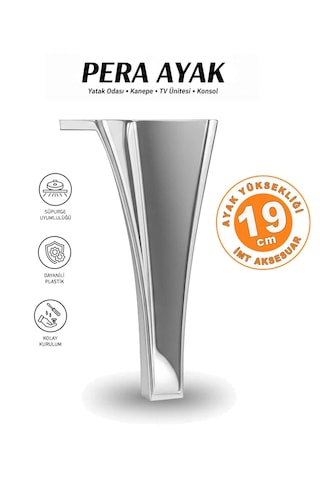 Pera 19 Cm Krom Mobilya Koltuk Yatak Odası Tv Ünitesi Dolap Konsol Ve Sehpa Ayağı Krom