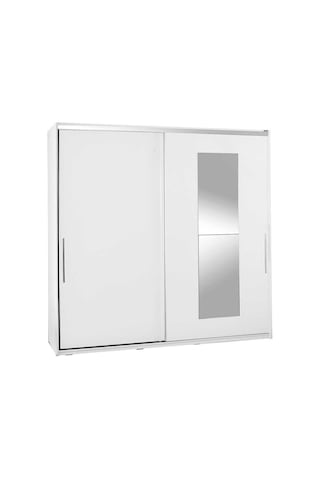 Elit Plus Aynalı Sürgülü Gardırop - Beyaz