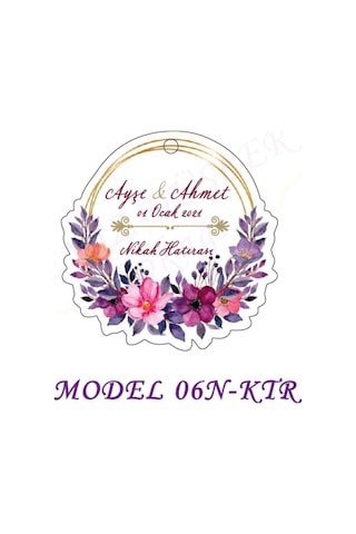 Beyazdüşlersokağı Şekilli Etiket (25 Ad)-Nişan,Nikah,Kına,Bebek Süsü-Anı-(Etk06N)