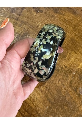 Sedef Desenli Tasarım Kadın Hint Bileziği Çap 7 Cm Çok Renkli