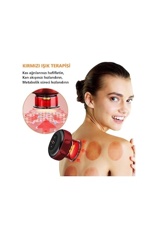 Willowhaven Şarjlı Kırmızı Işık Tedavili Masaj Selülit Yağ Yakma Hacamat Kupası Kırmızı