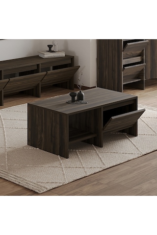Laris Kapaklı Orta Sehpa 90 Cm Modern Tasarım Ceviz