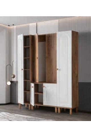 Bera Beyaz - Atlantik Çam 4 Kapılı Zambak Portmanto Atlantik Çam - Beyaz