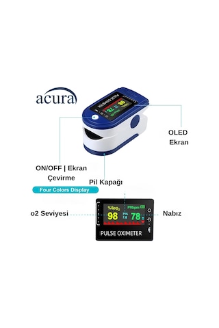 Acura Ac-60 Oksimetre Oled Ekranlı Nabız Ve Oksijen Ölçer