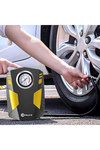Enraco 12v Taşınabilir Hava Pompası Kompresör Araç Lastik Şişirme Ve Tamir Seti
