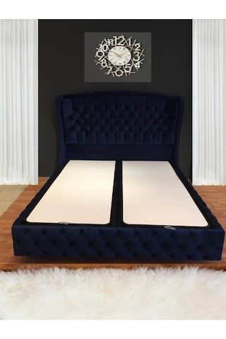 Nivabaza Çift Kişilik Sandıklı Baza Başlık Solid Nıght Blue