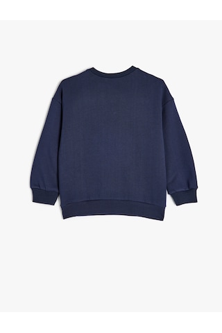Koton Slogan Baskılı Uzun Kollu Bisiklet Yaka Pamuklu Sweatshirt Lacivert 5wkg10618ak Lacivert
