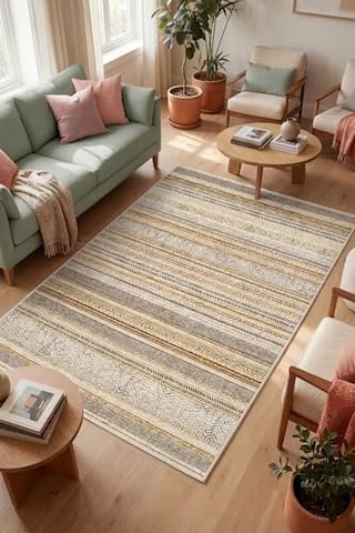 Tr Alexis Kadife Kilim Desen Kaymaz Pamuk Tabanlı Yıkanabilir Antibakteriyel Salon Halısı 200x300 Diğer