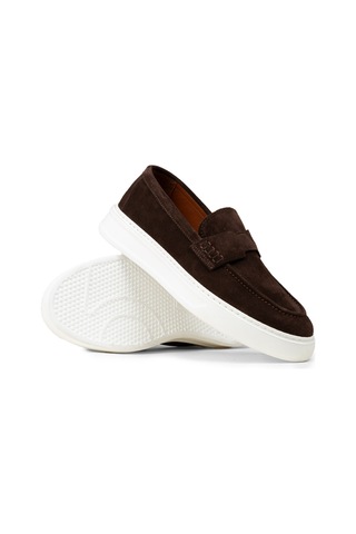 Deery Hakiki Süet Kahverengi Erkek Loafer Ayakkabı - 02043mkhvp01 Kahverengi