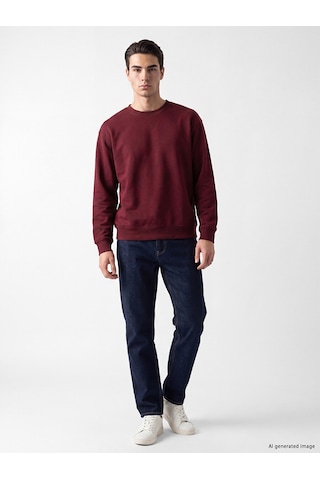 Lcw Vision Bordo Bisiklet Yaka Erkek Sweatshirt