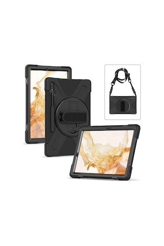 Mey İthalat Samsung Uyumlu Galaxy T737 Tab S7 Fe 12.4 Kılıf Amazing Tablet Kapak - Siyah Arka Kapak