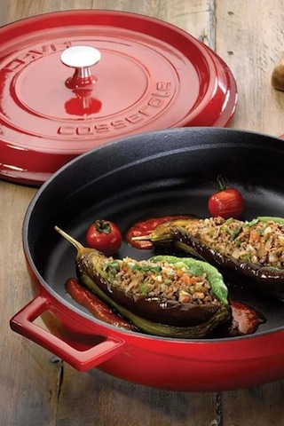 Lava Döküm Çok Amaçlı Yayvan Tencere Trendy Serisi Çap Ø 28cm - Kırmızı