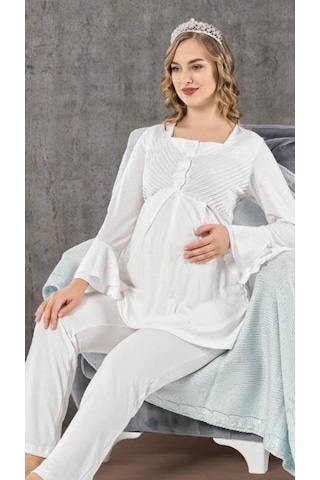 Birolgaye Limissi 2106 Hamile Lohusa Pijama Takımı Ekru