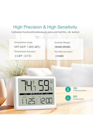 Moly Xiaoguang Orıa Nem Ölçer Termometre - Lcd Büyük Sayı Kapalı - Higrometre Doru - Oda Nem Ve Sıcaklık Ölçer