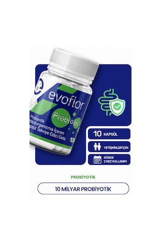 Evo Pharma Evoflor Probiotik Mikroorganizma İçeren Kapsül Takviye Edici Gıda 10 Kapsül