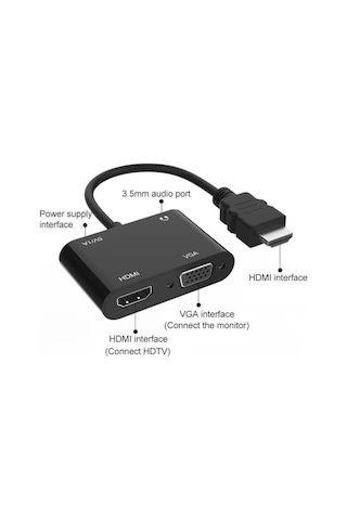 Hdmi To Hdmi + Vga Monitör Çevirici Ps4 Dönüştürücü Switch Splitter Adaptör