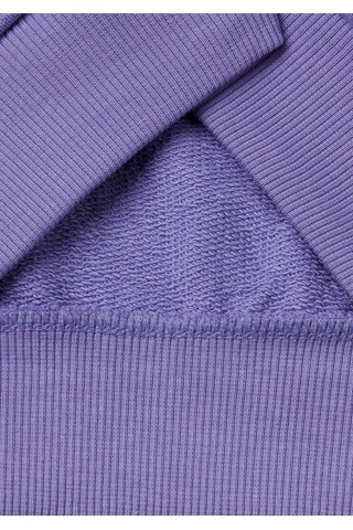Kız Çocuk Mor Simli Benetton Logo İşlemeli Fermuarlı Sweatshirt Mor