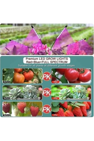 Suofeng 9w Led Bitki Büyüme Lambası, Zamanlayıcı Fonksiyonu, Mavi-kırmızı-pembe Işık, Klemeli Tutucu, Küçük Kontrolcü