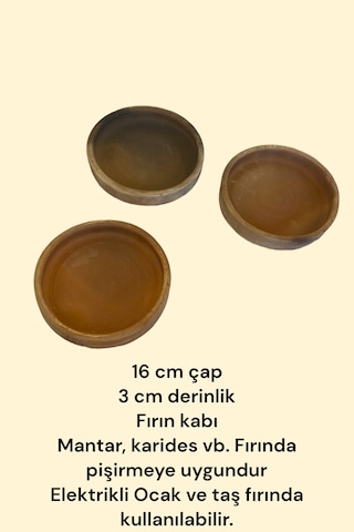 3'lü Toprak Güveç Pişirme Kabı 16 Cm